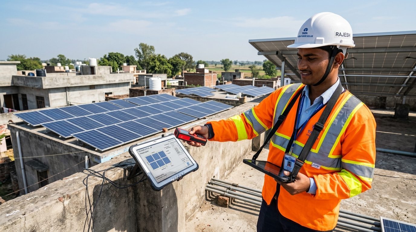 Solar Wallah engineering team surveying rooftop